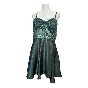 Lulus Deep Green Semi-Formal Prom Homecoming Party Dress Sequin Large